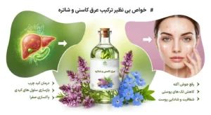 اینفوگرافیک خواص عرق شاتره و کاسنی